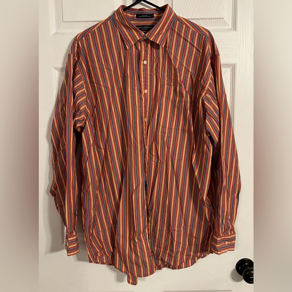daniel cremieux classics Long Sleeve Striped Button Up Mens Size Xl Multicolored